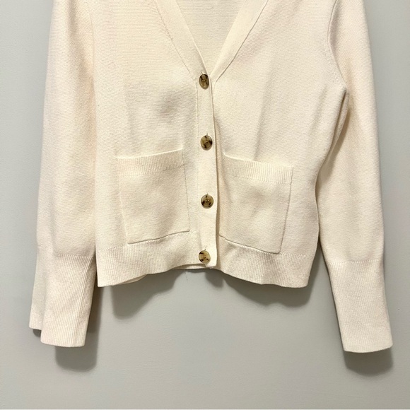 j. crew • white cream button up bell sleeve knit sweater cardigan - Picture 9 of 16